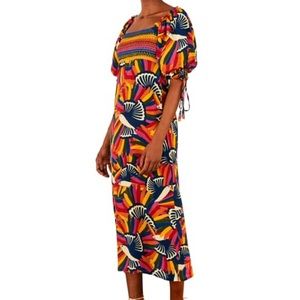 NWT Farm Rio Rainbow Toucans Smocked Maxi Dress